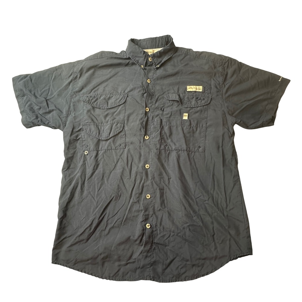 Maclaren Fishing Shirt Mens XL Navy Blue Short Sleeve Button Down Ventilated PFG